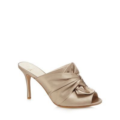 Taupe 'Piper' bow high mule sandals